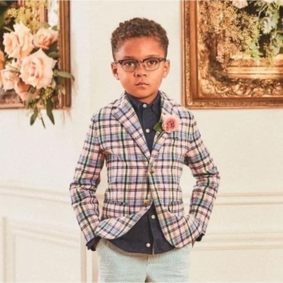 Janie and Jack  Baby Boy Infant Plaid Linen Blend Blazer 12-18M - Picture 4 of 7